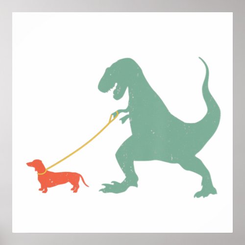 Cute Dachshund Dinosaur Funny Wiener Dog Poster