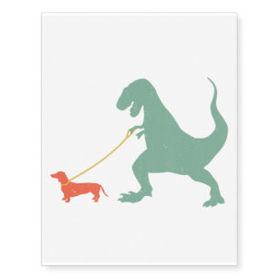 Cute Dachshund Dinosaur Funny Wiener Dog Temporary Tattoos