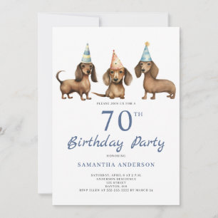 Cute Dachshund Dog 70th Birthday Party Invitation