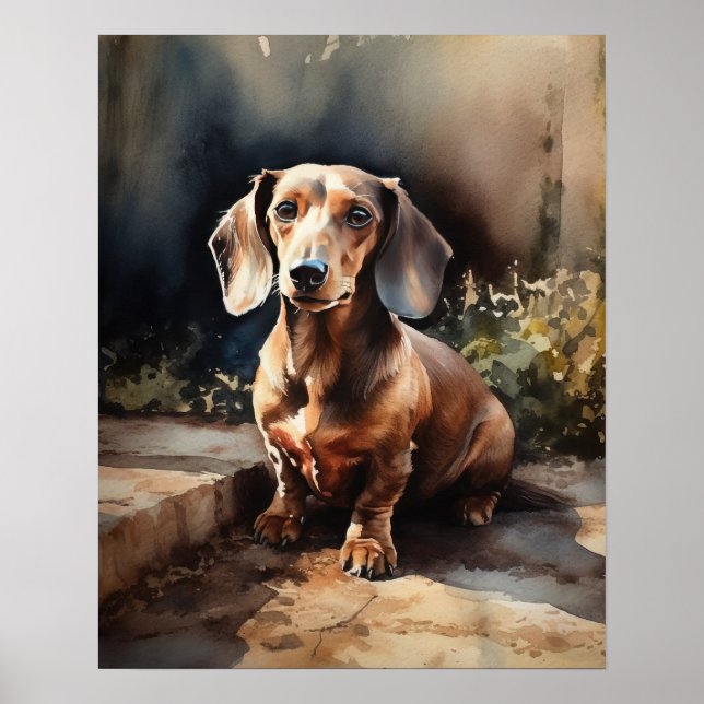 Cute Dachshund Dog Art Print Poster (Front)