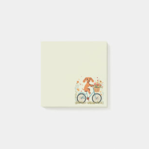 Cute Dachshund Dog Biking Spring Flowers Post-it Notes