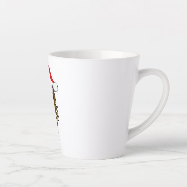 Cute Dachshund Dog Christmas Santa Hat  Latte Mug (Right)