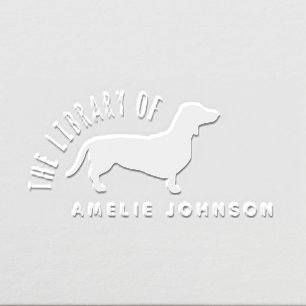 Cute Dachshund Dog Custom Name Library Book Embosser