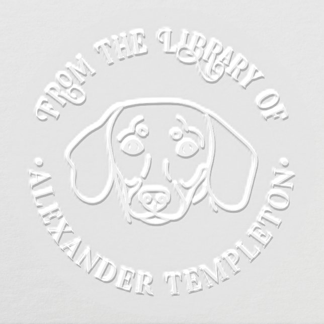 Cute Dachshund Dog Face “From the Library of” Book Embosser (Design)
