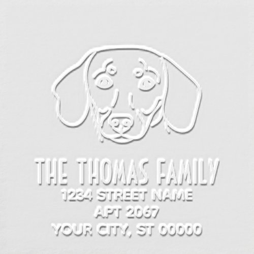 Cute Dachshund Dog Face Name Return Address Embosser