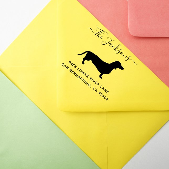 Cute Dachshund Dog Family Return Address  Rubber Stamp (Creator Uploaded)