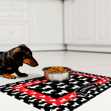Cute Dachshund Dog Feeding Mat Custom Name