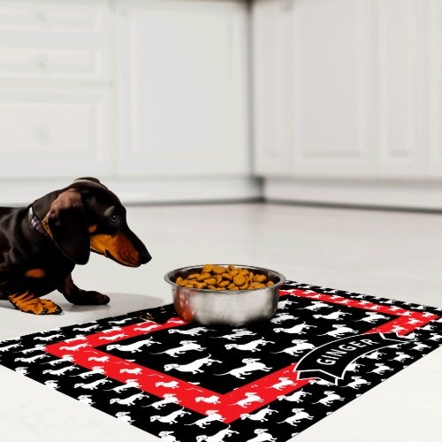 Cute Dachshund Dog Feeding Mat Custom Name