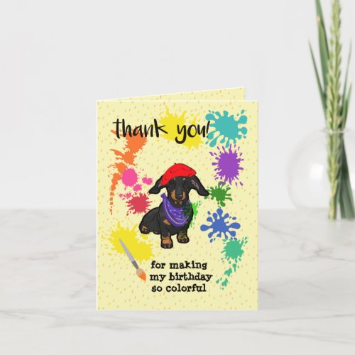 Cute Dachshund Dog Fun Art Birthday    Thank You Card