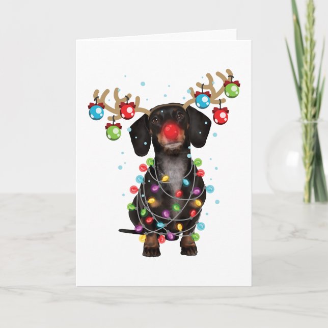 Cute Dachshund Dog Funny Christmas Holiday Gifts Card (Front)