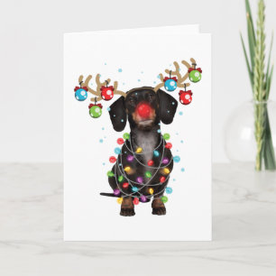 Cute Dachshund Dog Funny Christmas Holiday Gifts Card
