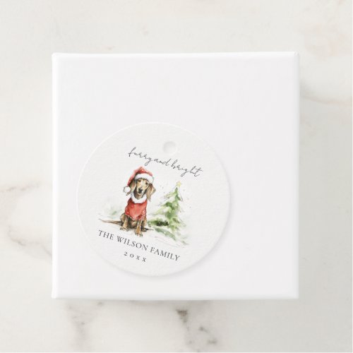 Cute Dachshund Dog Furry and Bright Christmas Favor Tags