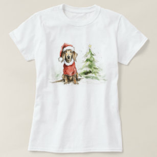 Cute Dachshund Dog Furry and Bright Christmas T-Shirt