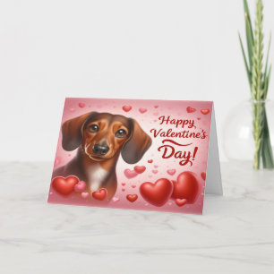 Cute Dachshund Dog Happy Valentine's Day Holiday Card