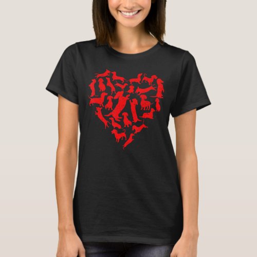 Cute Dachshund Dog Hearts Dog Lovers Valentines Da T_Shirt