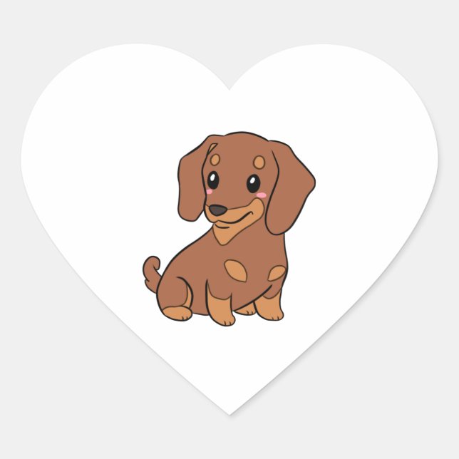 Cute dachshund dog illustration   heart sticker (Front)