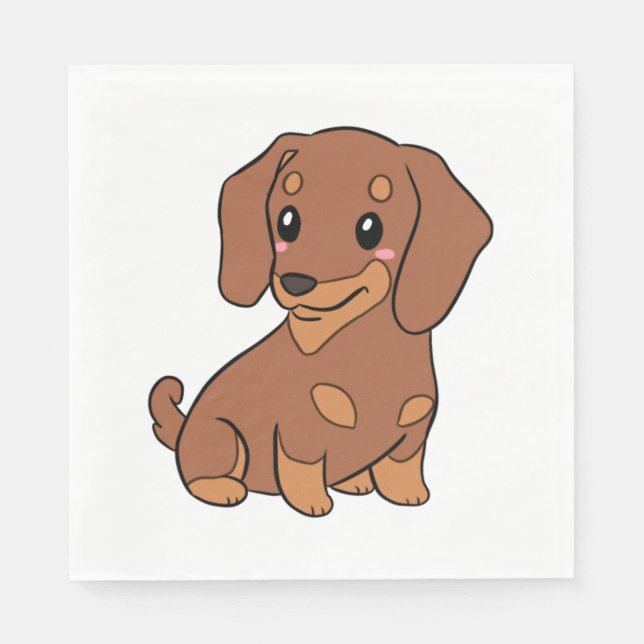 Cute dachshund dog illustration   napkins (Front)