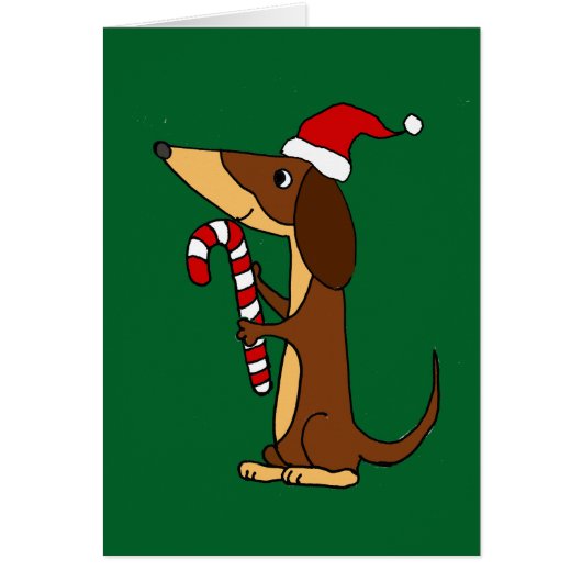 Cute Dachshund Dog in Santa hat Christmas Cartoon (Front)