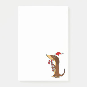 Cute Dachshund Dog in Santa hat Christmas Cartoon Post-it Notes
