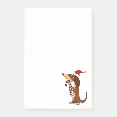 Cute Dachshund Dog in Santa hat Christmas Cartoon Post_it Notes