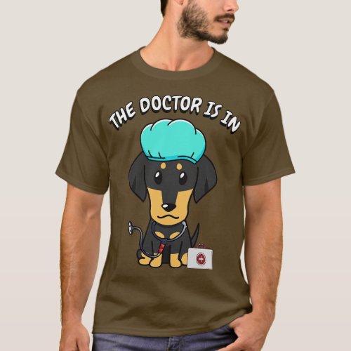 Cute dachshund dog is a doctor T_Shirt