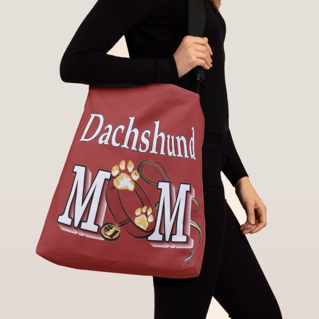 Cute Dachshund Dog Mom Crossbody Bag (Close Up)