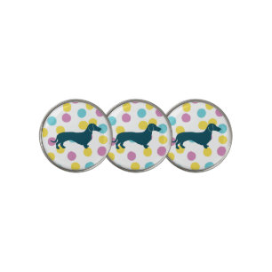 Cute Dachshund Dog Purple Pink Blue Marble Golf Ball Marker