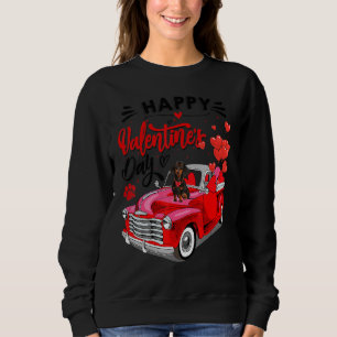 Cute Dachshund Dog Red Truck Happy Valentine's Day Sweatshirt