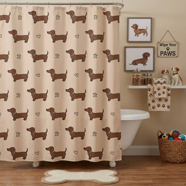 Cute Dachshund Dog Shower Curtain (Creator Uploaded)