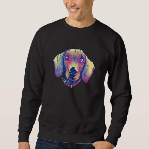 Cute Dachshund Dog Watercolor Puppy Dog Art Sweatshirt