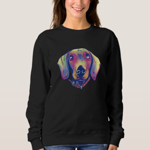 Cute Dachshund Dog Watercolor Puppy Dog Art Sweatshirt
