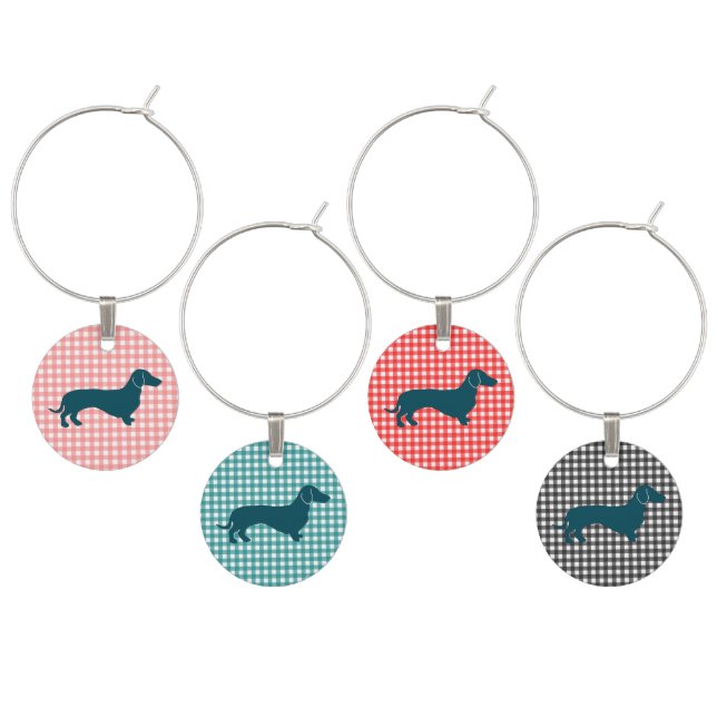 Cute Dachshund Dog Wine Charm (Staggered)