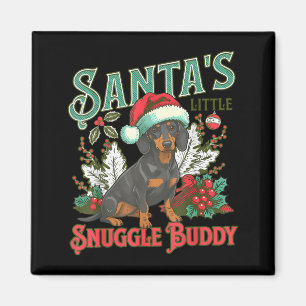 Cute Dachshund Dogs Christmas Lights Santa Holiday Magnet