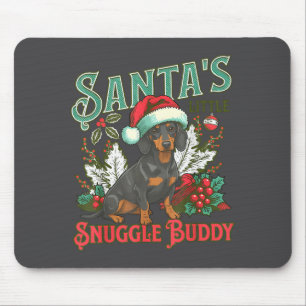 Cute Dachshund Dogs Christmas Lights Santa Holiday Mouse Pad