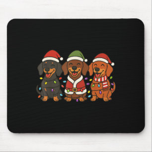 Cute Dachshund Dogs Christmas Lights Santa Holiday Mouse Pad