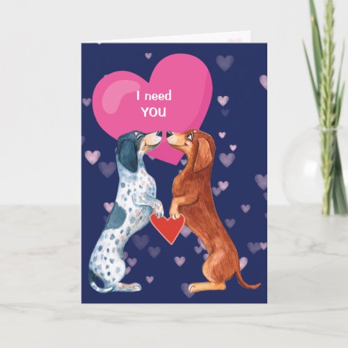 Cute Dachshund Dogs in Love Valentine Holiday Card