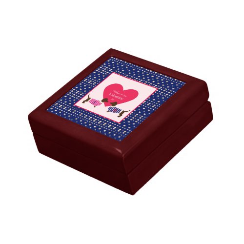 Cute Dachshund Dogs Monogram Valentines Day Gift Box