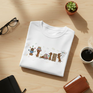 Cute Dachshund Dogs Reading Books Illustration - B Tri-Blend Shirts