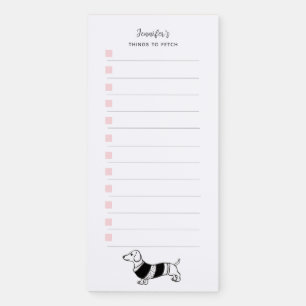 Cute Dachshund doodle shopping list  Magnetic Notepad
