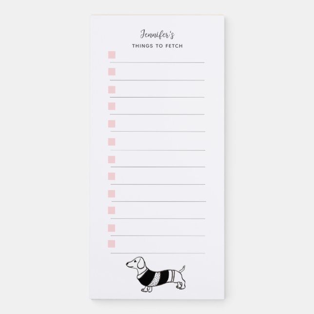 Cute Dachshund doodle shopping list  Magnetic Notepad (Front)