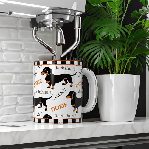 Cute Dachshund Doxie Black and Tan Pattern Coffee Mug