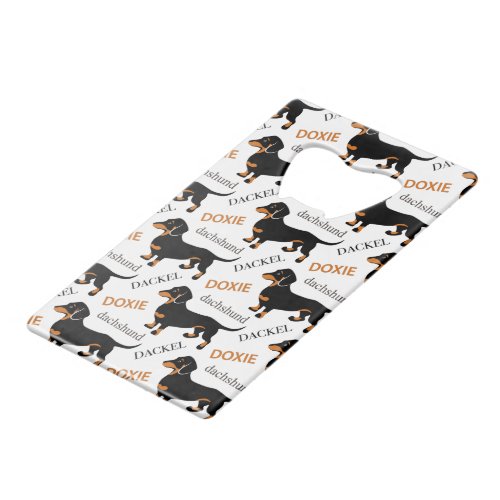 Cute Dachshund Doxie Dog Pattern Credit Card Bottle Opener