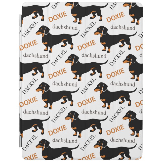 Cute Dachshund Doxie Dog Pattern iPad Smart Cover (Front)