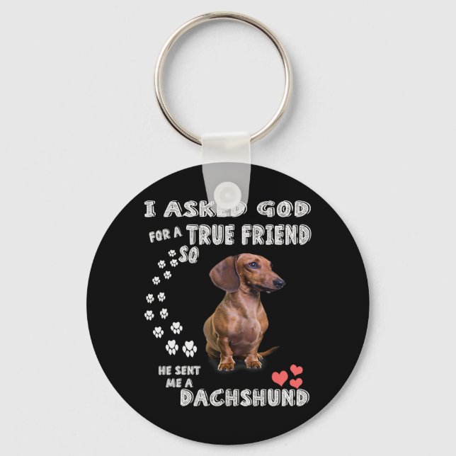 Cute Dachshund Doxie Girl Gifts Dachshund Mom Keychain (Front)