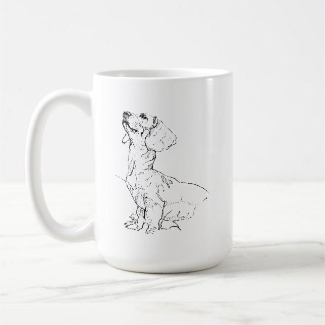 Cute Dachshund Drawing, Dog Mom Coffee Mug (Left)