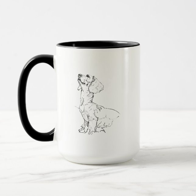 Cute Dachshund Drawing, Dog Mom Coffee Mug (Left)