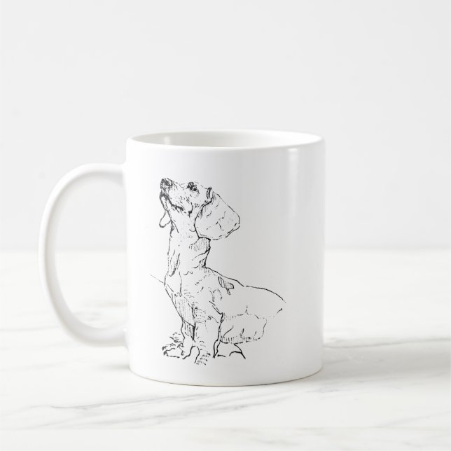 Cute Dachshund Drawing, Dog Mom Coffee Mug (Left)