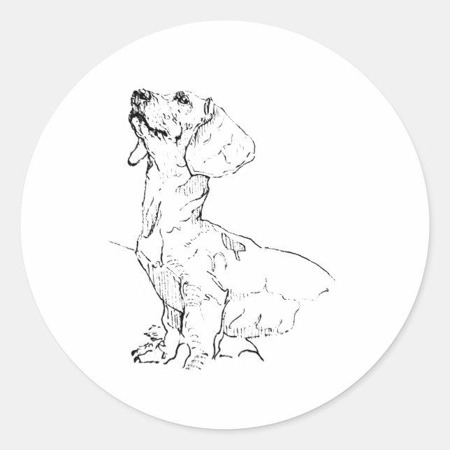 Cute Dachshund Drawing, Dog Parent Classic Round Sticker (Front)