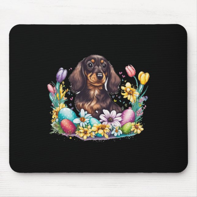 Cute Dachshund Easter Day Wiener Weiner Easter Egg Mouse Pad (Front)
