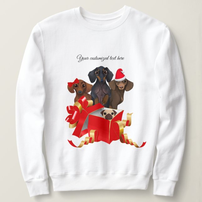 Cute Dachshund Family Christmas Sweat Shirt (Design Front)